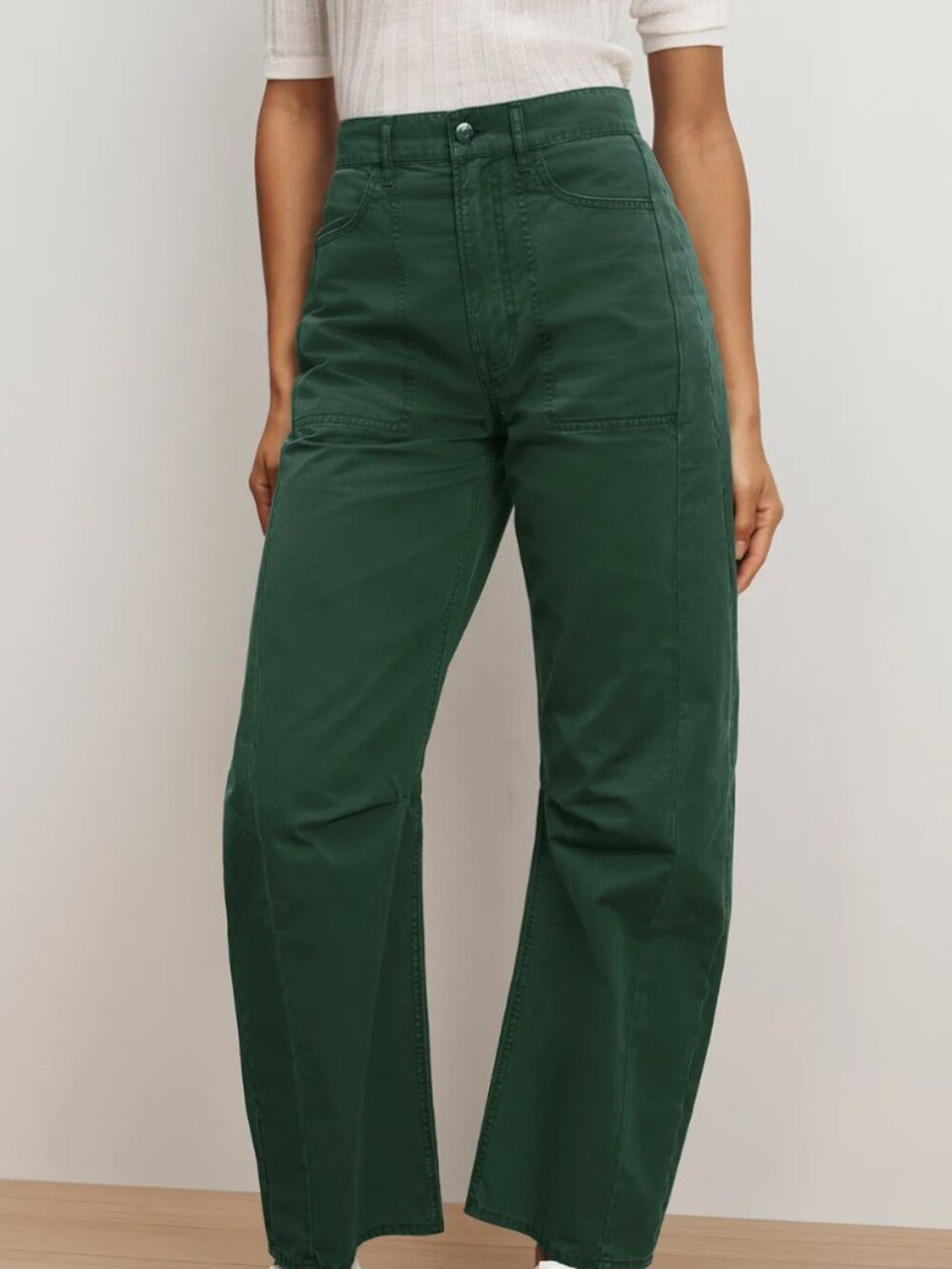 Veronica Beard Sloan Barrel pant dark forest green new, size 27 (4), 29" inseam